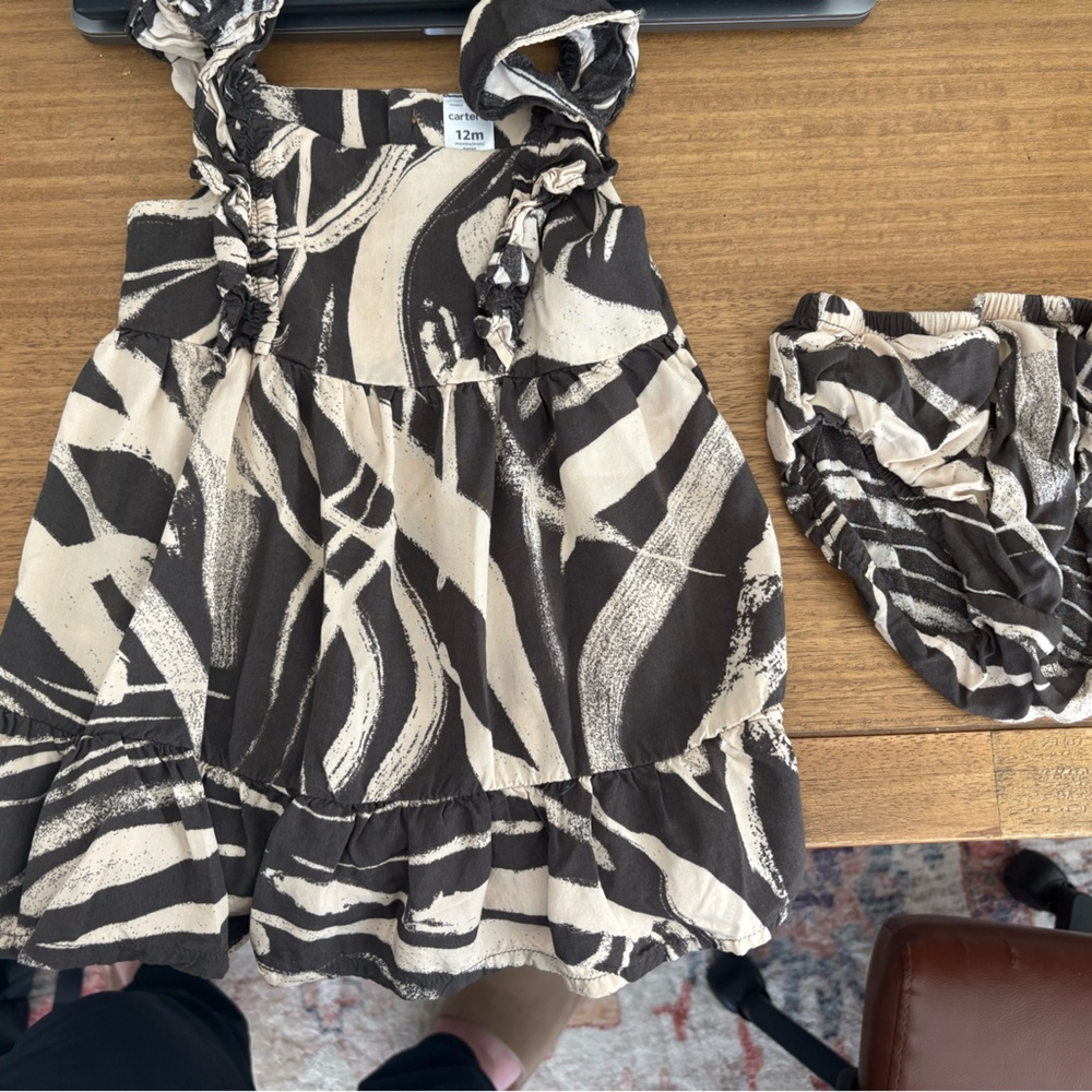 Carter's Black and Cream Baby Dress with Bloomers